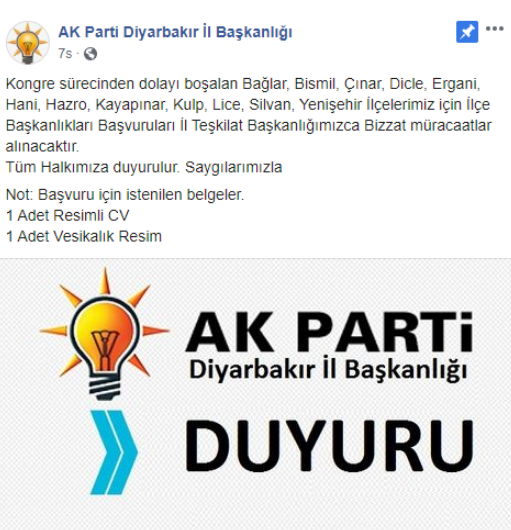 AKP Facebook ilanıyla ilçe başkanı arıyor - Resim : 1