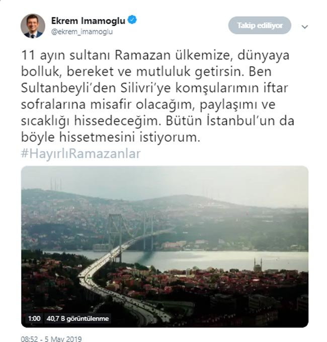 Ekrem İmamoğlu’ndan Ramazan mesajı - Resim : 1