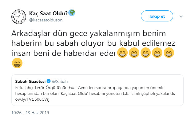 'Kaç Saat Oldu' hesabının yöneticisi 'FETÖ'cü diye yakalandı haberi yalanlandı - Resim : 1