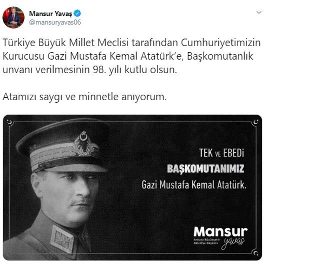 Mansur Yavaş'tan 'Başkomutan Atatürk' mesajı - Resim : 1