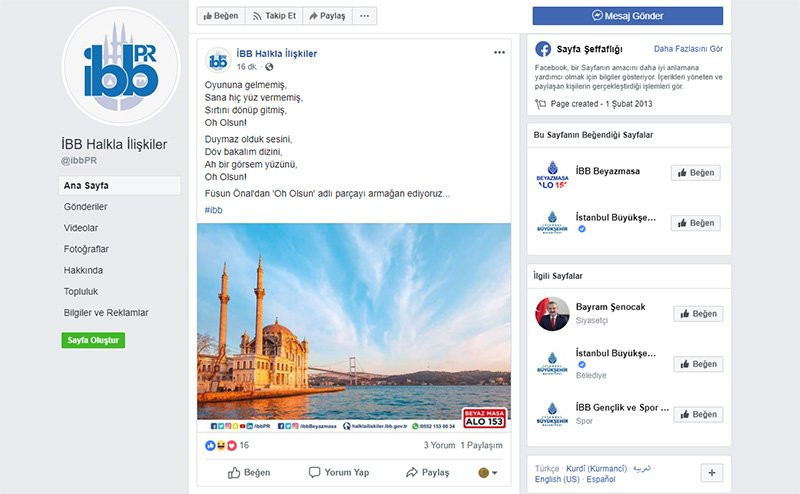 İBB Halkla İlişkiler’den 'oh olsun' mesajı - Resim : 1