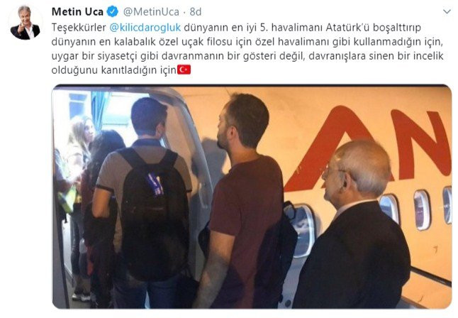 Metin Uca’dan uçakta sıra bekleyen Kılıçdaroğlu’na teşekkür - Resim : 1