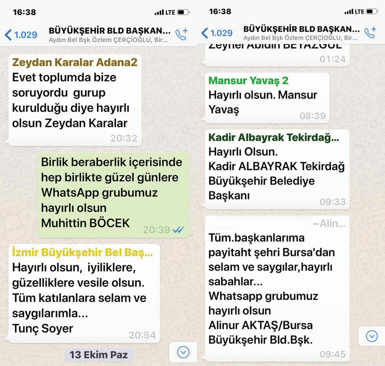 Büyükşehir Belediye Başkanlarının WhatsApp grubunda neler oluyor? - Resim : 1