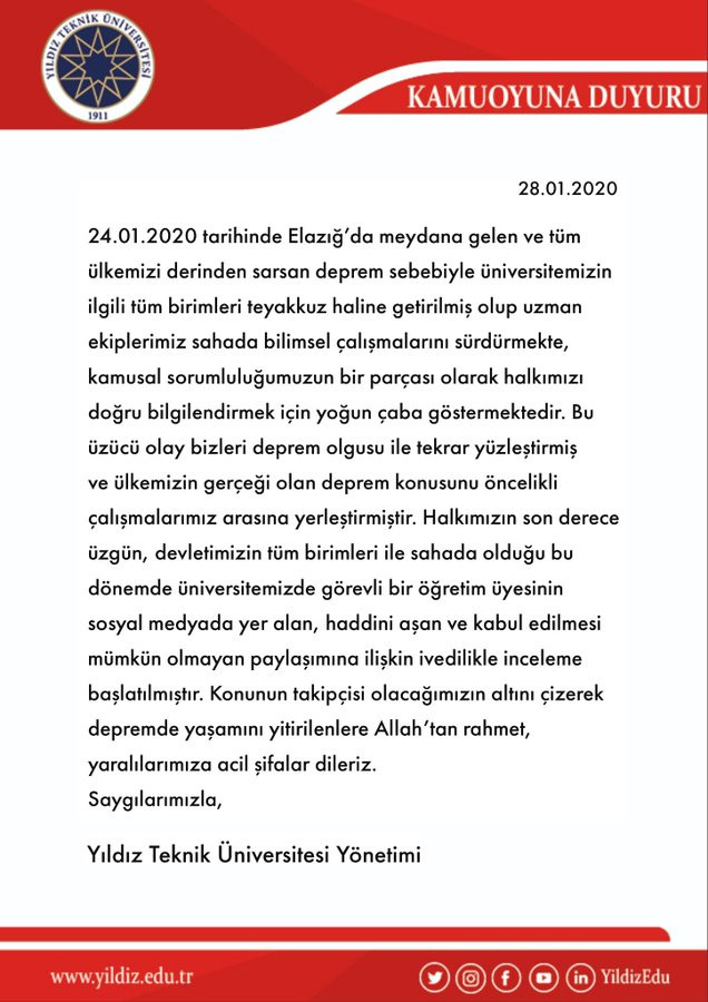 Deprem hakkında skandal paylaşım yapan profesör hakkında flaş gelişme - Resim : 1