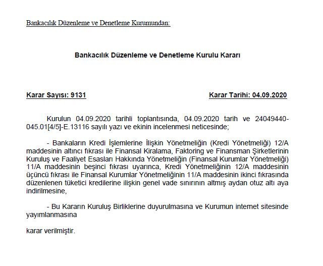 BDDK’dan flaş tüketici kredileri kararı - Resim : 1