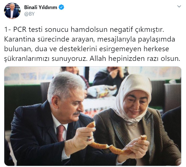 İşte Binali Yıldırım'ın test sonucu... Yıldırım'dan mesaj var - Resim : 1