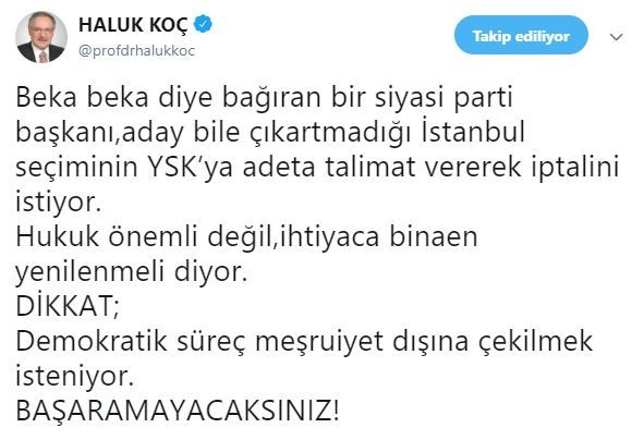 CHP'li Koç'tan YSK'ya talimat vermeye kalkan Bahçeli'ye tepki - Resim : 1