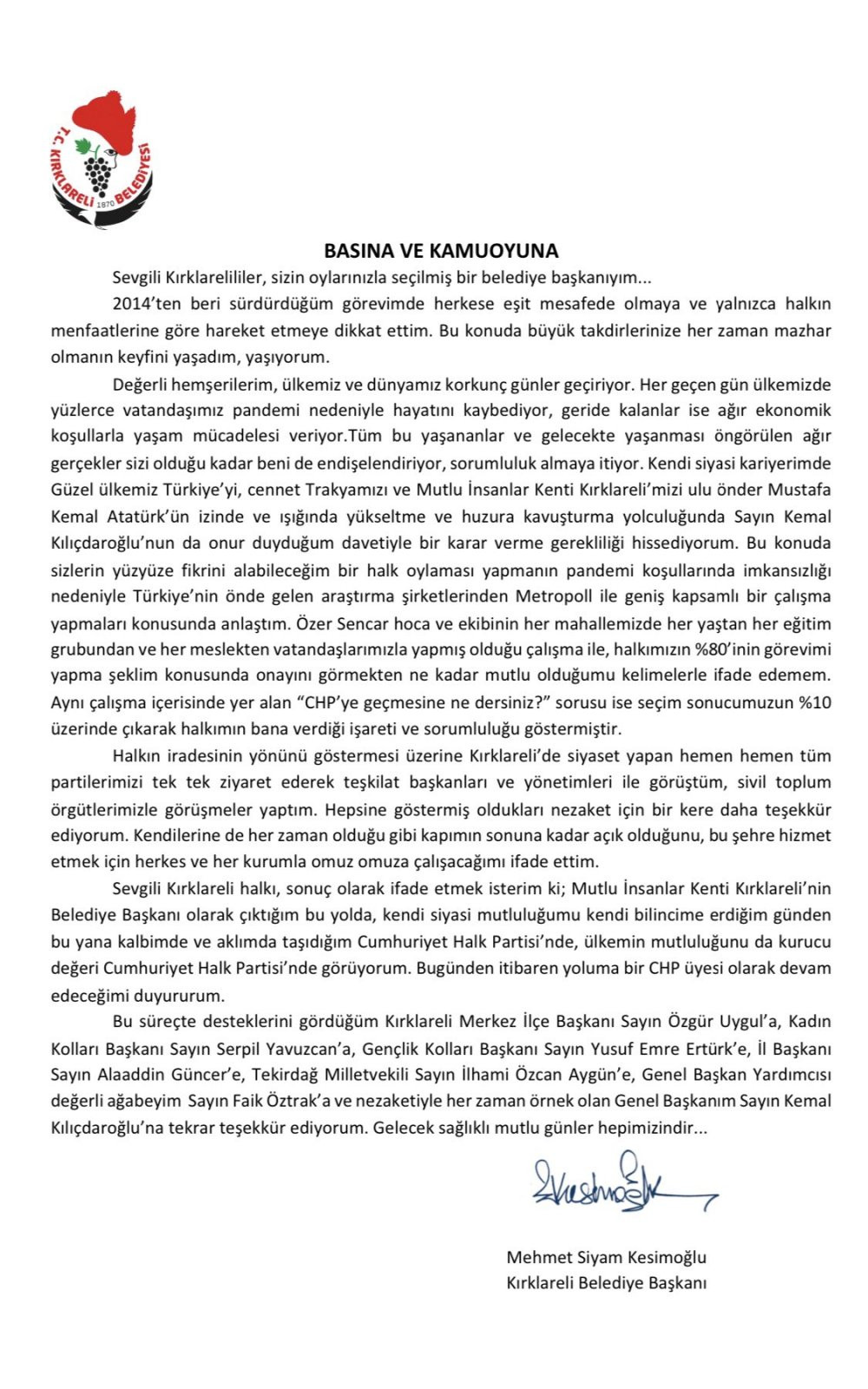 O ilin belediye başkanı CHP'ye geçti - Resim : 1