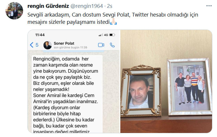 Amiral Soner Polat’ın eşinden Cem Gürdeniz Amiral’e destek - Resim : 1