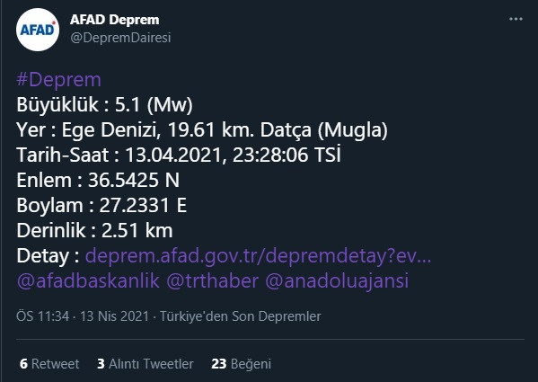 Muğla'da korkutan deprem - Resim : 1