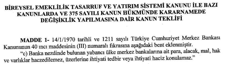 Merkez Bankası Kanununda flaş değişiklik - Resim : 1