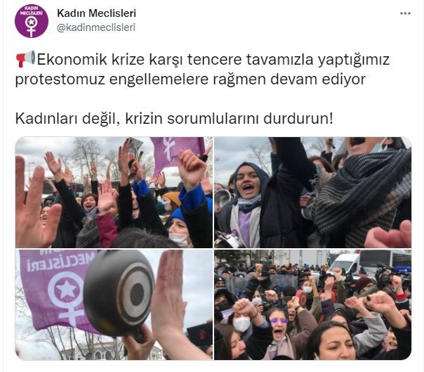 Ekonomik krizi protesto etmek için bir araya gelen kadınlara polis de engel olamadı - Resim : 2