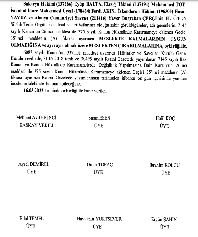 Çok sayıda hakim ve savcı FETÖ iddiasıyla görevden ihraç edildi - Resim : 1