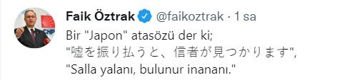 CHP Parti Sözcüsü Öztrak, Erdoğan’a Japon atasözüyle yanıt verdi - Resim : 1