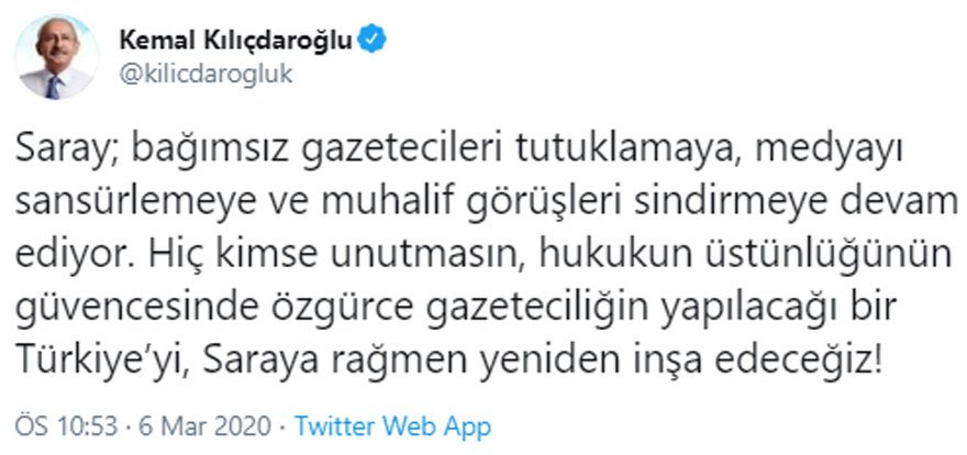 CHP Lideri: Saray; bağımsız gazetecileri tutuklamaya devam ediyor - Resim : 1