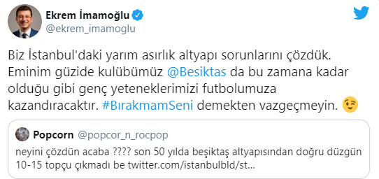 Ekrem İmamoğlu'ndan bir takipçisine Beşiktaş cevabı - Resim : 2