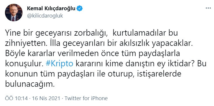 Kılıçdaroğlu'ndan kripto para kararına tepki - Resim : 1