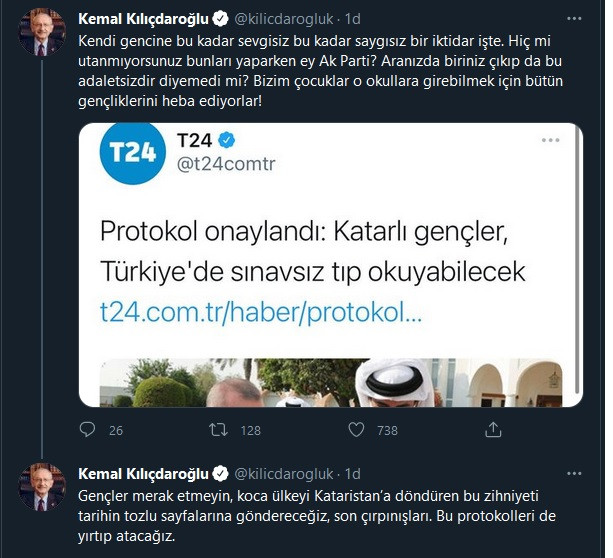 Kılıçdaroğlu'ndan Katarlı gençlere torpile yol açan protokole tepki - Resim : 1