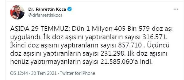 Aşı yaptırmayanların sayısı belli oldu - Resim : 1