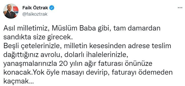 CHP’den Erdoğan’a ‘Müslüm Baba’ yanıtı: Milletimiz sandıkta tam damardan size girecek - Resim : 1