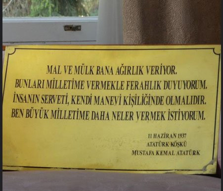 Atatürk’ün sözü Vasiyet Odası’ndan kaldırıldı - Resim : 1