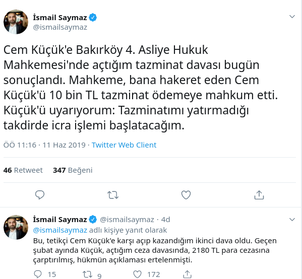 İsmail Saymaz, Cem Küçük'e karşı ikinci kez kazandı - Resim : 1