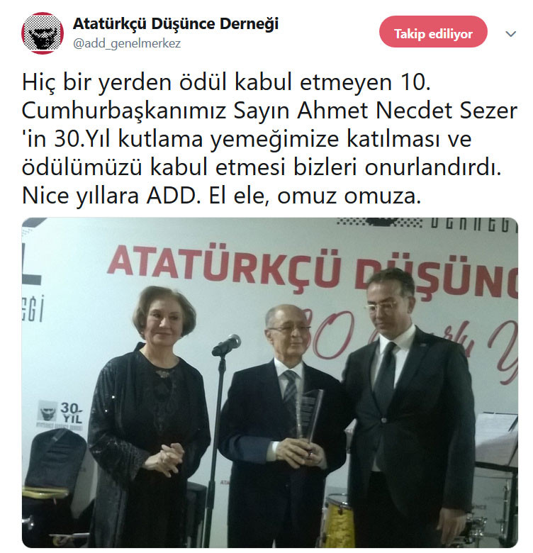 Atatürkçü Düşünce Derneği'nden Ahmet Necdet Sezer’e ödül - Resim : 2