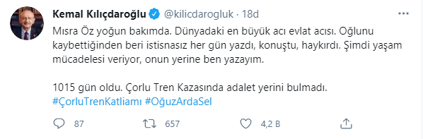 Kemal Kılıçdaroğlu'ndan Mısra Öz Sel paylaşımı - Resim : 1