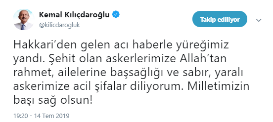 CHP lideri Kılıçdaroğlu'ndan Hakkari şehitleri için başsağlığı mesajı - Resim : 1