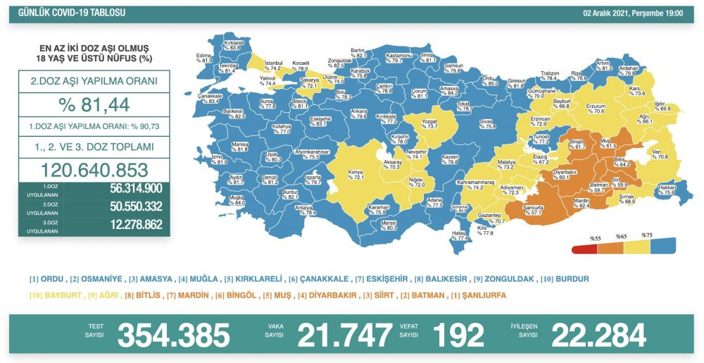 Günlük koronavirüs vaka tablosu açıklandı - Resim : 1