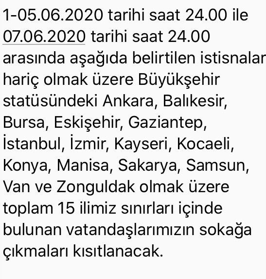 15 büyükşehirde sokağa çıkma yasağı uygulanacak - Resim : 1