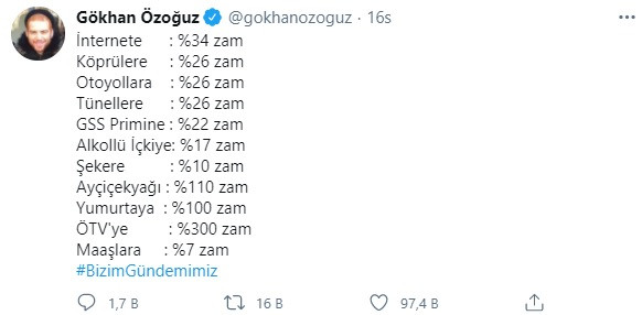 Gökhan Özoğuz, 'bizim gündemimiz' dedi zamları sıraladı - Resim : 1