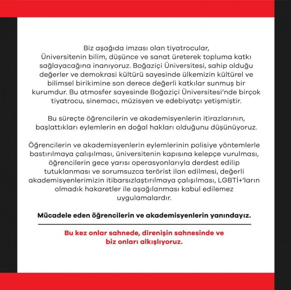 Sanat&ccedil;ılardan Boğazi&ccedil;i &Uuml;niversitesi &ouml;ğrencilerinin 'direnişine' destek - Resim : 1