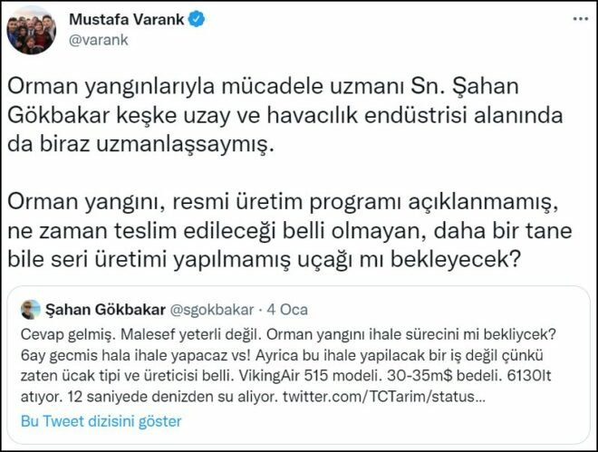 Bakan Varank’tan Şahan Gökbakar’a tepki - Resim : 1