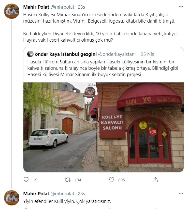 Mimar Sinan'ın eserini kahvaltı salonu yaptılar - Resim : 1