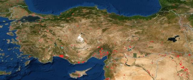 Türkiye'deki orman yangınları NASA haritasında - Resim : 1