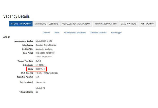 ABD İstanbul Başkonsolosluğu 11 bin dolarla işçi arıyor - Resim : 1