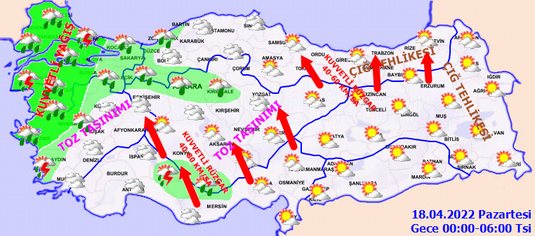 Meteoroloji'den 39 ile yağış ve toz taşınımı uyarısı - Resim : 1