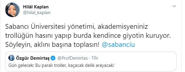 Prof. Demirtaş, 'paralı troller, kaçacak delik arayacak' dedi, Hilal Kaplan üzerine alındı - Resim : 2