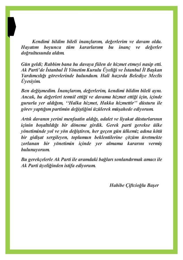 İstanbul'da AKP'li belediye meclis üyesi partisinden istifa etti - Resim : 1