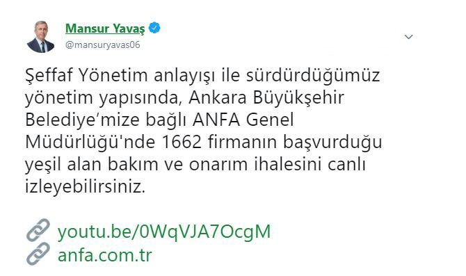 Mansur Yavaş şeffaflık sözünü tuttu; İhale canlı yayınlanıyor! - Resim : 1