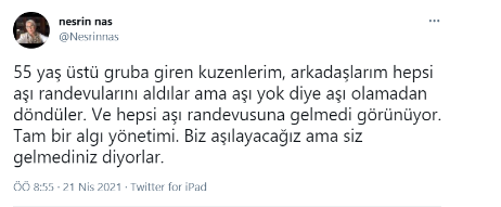 55 yaşta randevu karmaşası: 'Aşı yok' diye dönen vatandaşlar için sisteme 'gelmedi' notu düşüldü - Resim : 1