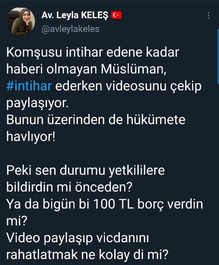 AKP'li Leyla Keleş'ten skandal 'intihar' tweeti: Hükümete havlıyor - Resim : 1