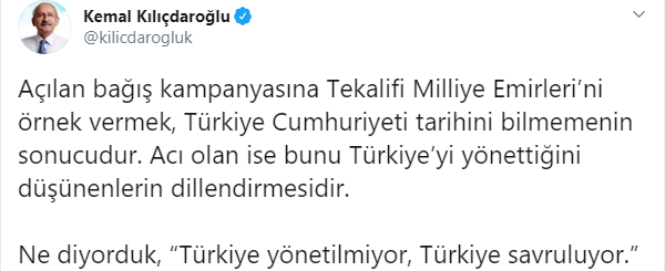 Kılıçdaroğlu'ndan Erdoğan'a; 'Tekalifi Milliye Emirleri' tepkisi - Resim : 1