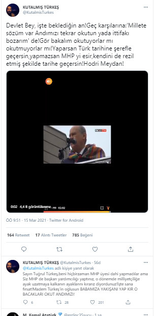 Alparslan Türkeş'in oğlundan Devlet Bahçeli'ye hodri meydan - Resim : 1