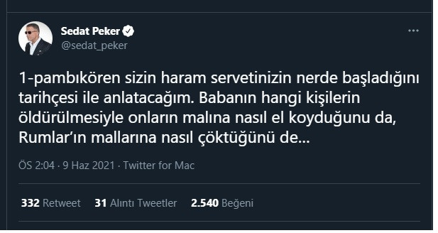 Sedat Peker'den yeni açıklamalar... - Resim : 1