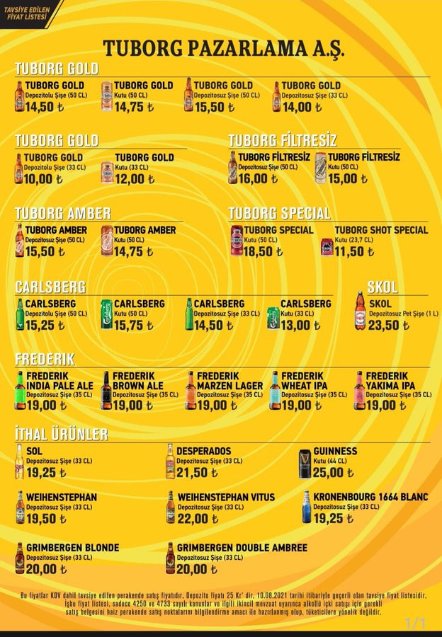 Biraya zam geldi... İşte fiyat listesi - Resim : 1