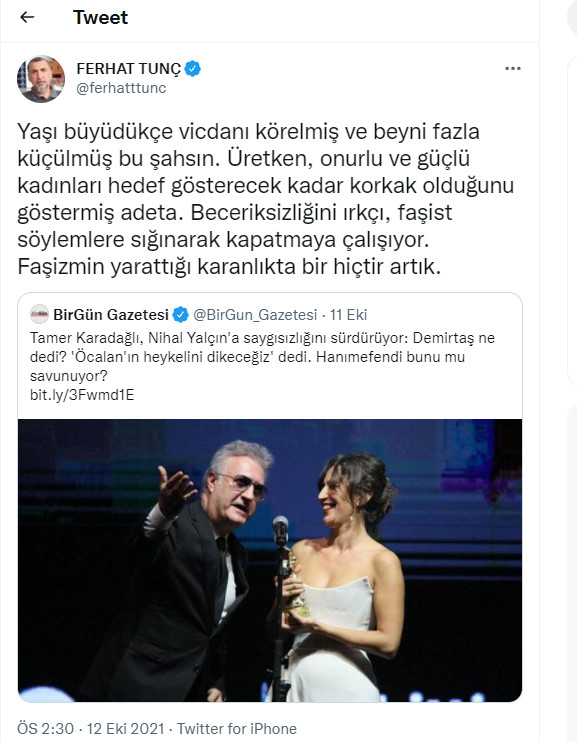 Ünlü sanatçıdan Tamer Karadağlı'ya sert tepki - Resim : 1