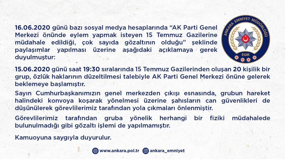 Emniyet'ten AKP Genel Merkezi önünde yaşanan olaylarla ilgili açıklama - Resim : 1