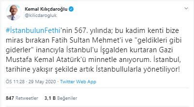 Kılıçdaroğlu hem Fatih'i hem de Atatürk'ü andı - Resim : 1